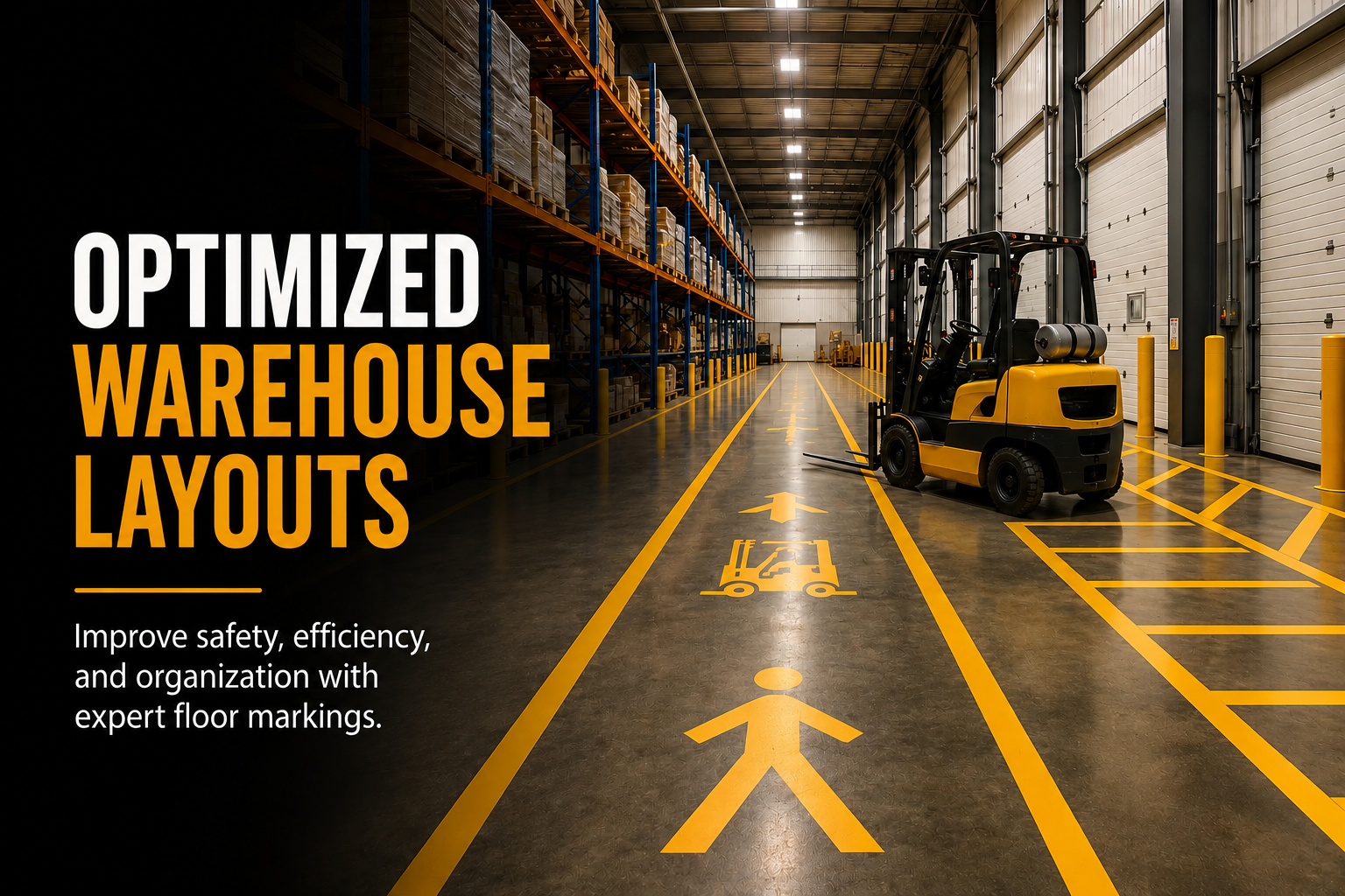 Warehouse floor layout and OSHA compliance markings in Ohio Kentucky and Indiana
